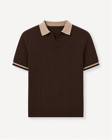 Polo Tricot Marrom Signature