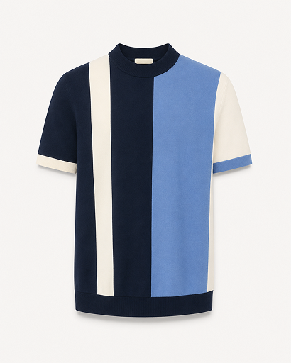 Camiseta Tricot Color Block Azul